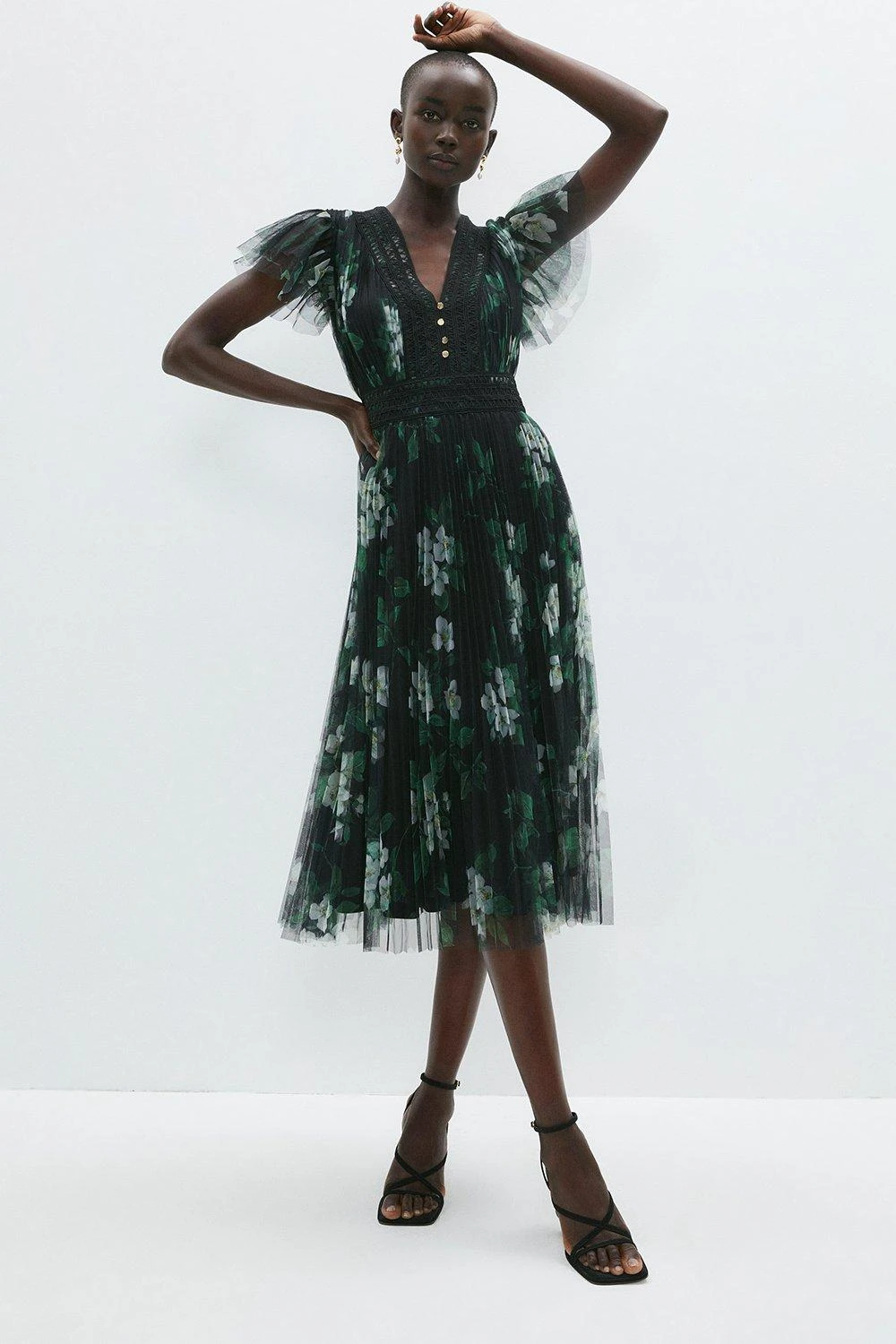 Coast Printed Pleated Mesh Tea Dress 3 Coast Printed Pleated Mesh Tea Dress