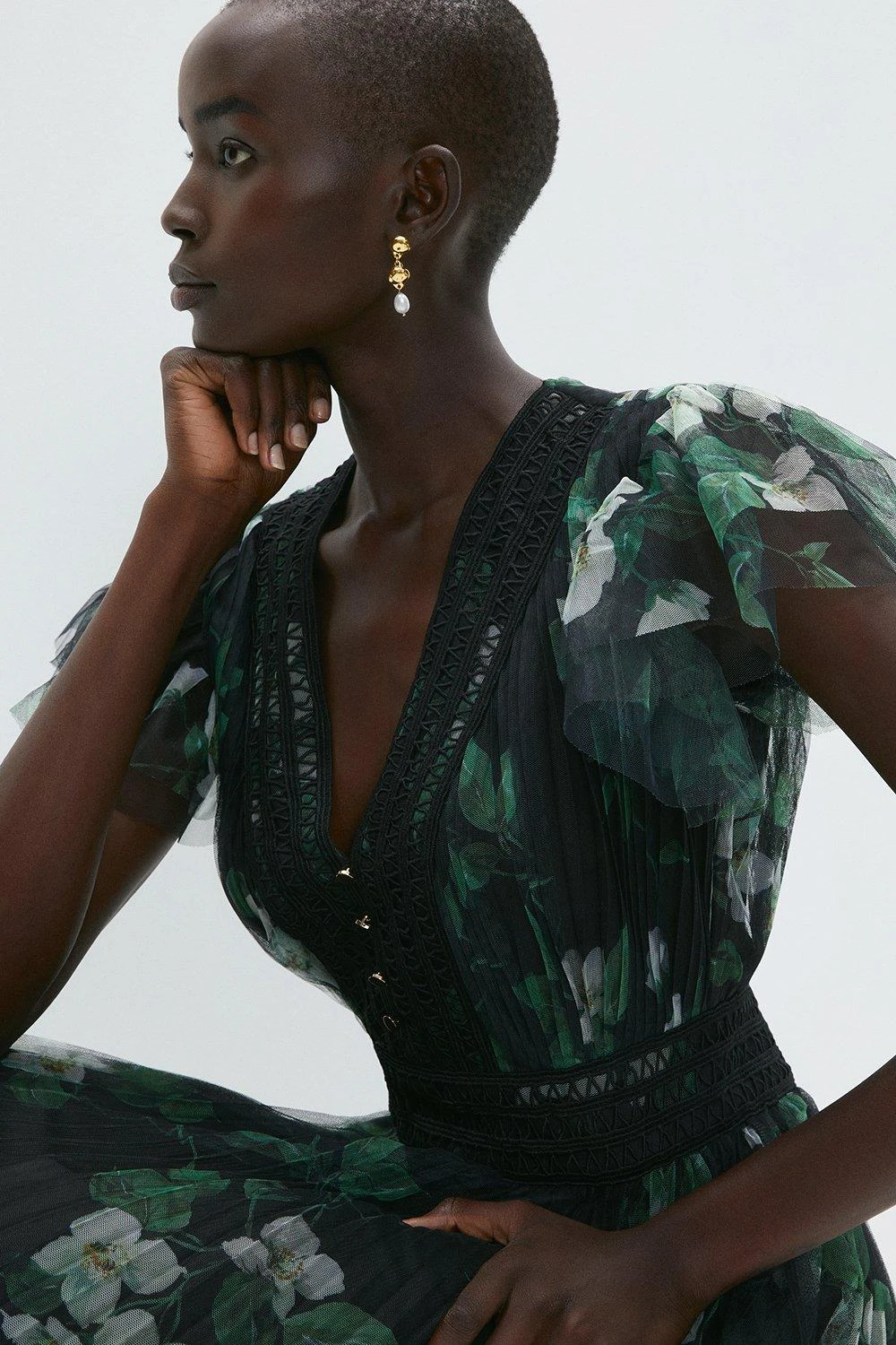 Coast Printed Pleated Mesh Tea Dress 4 Coast Printed Pleated Mesh Tea Dress - Image 2