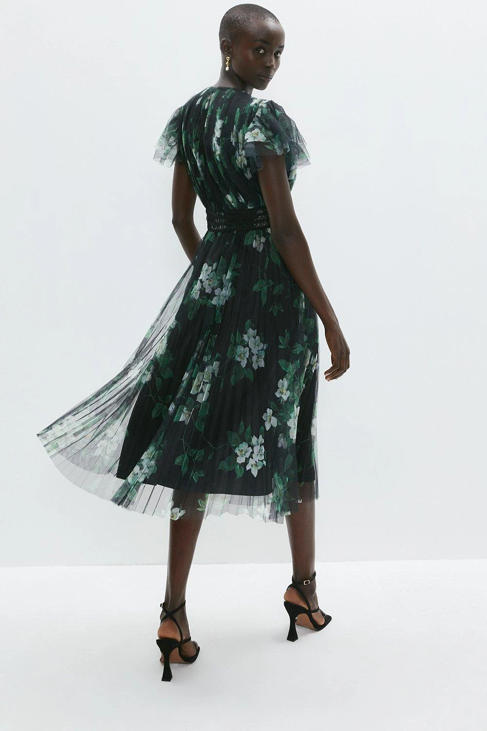 Coast Printed Pleated Mesh Tea Dress 5 Coast Printed Pleated Mesh Tea Dress - Image 3
