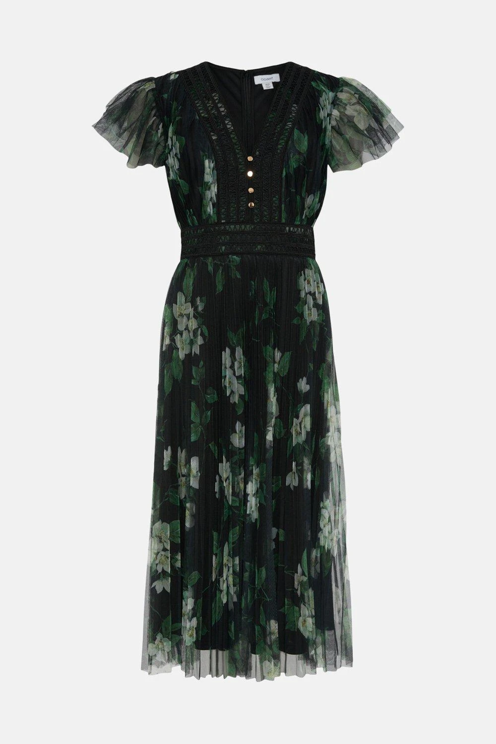 Coast Printed Pleated Mesh Tea Dress 6 Coast Printed Pleated Mesh Tea Dress - Image 4