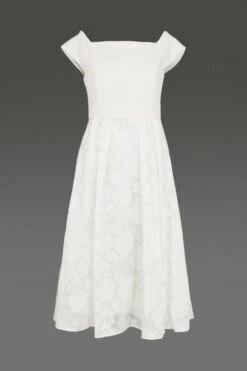 Coast Bardot Neck Embroidered Midi Dress -Simply Feminine Shop bcc00511 ivory xl 3 1