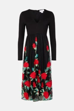 Coast Embroidered Mesh Skirt Midi Dress 9 Coast Embroidered Mesh Skirt Midi Dress -Simply Feminine Shop bcc00519 black xl 3