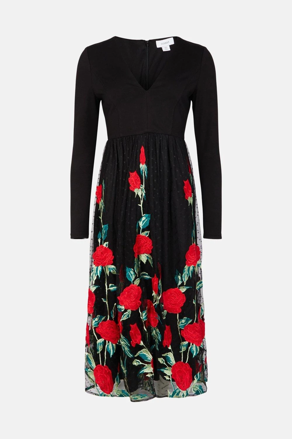 Coast Embroidered Mesh Skirt Midi Dress 6 Coast Embroidered Mesh Skirt Midi Dress - Image 4