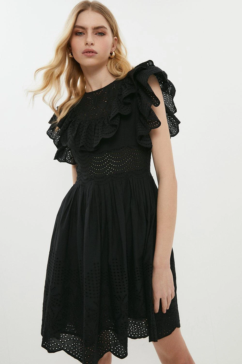 Coast Ruffle Detail Embroidered Mini Dress 3 Coast Ruffle Detail Embroidered Mini Dress