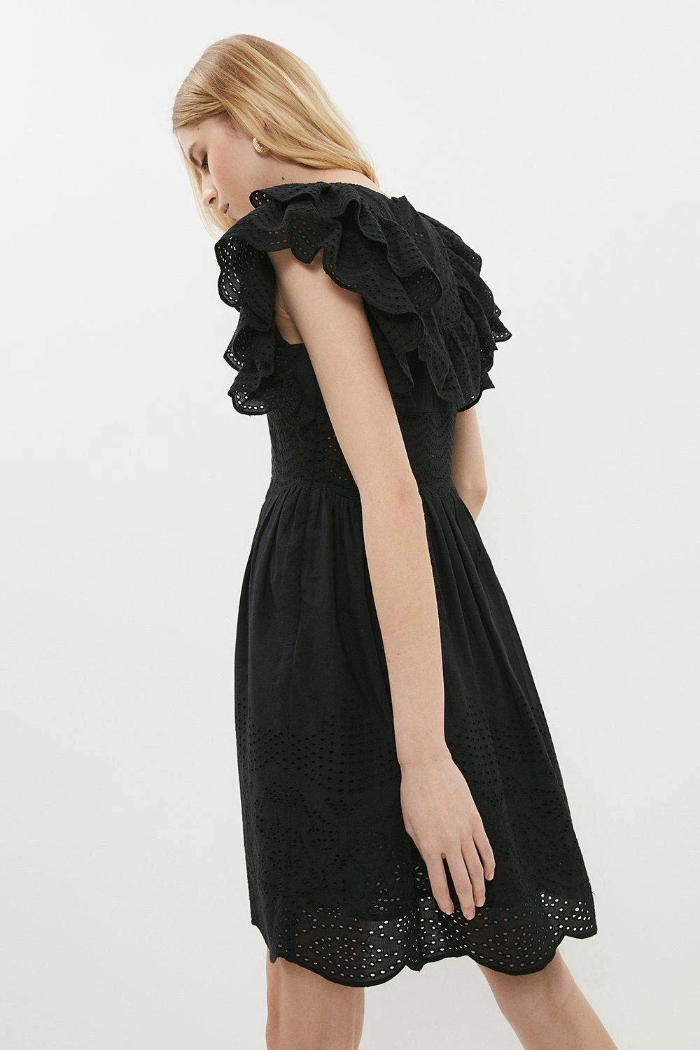 Coast Ruffle Detail Embroidered Mini Dress 5 Coast Ruffle Detail Embroidered Mini Dress - Image 3