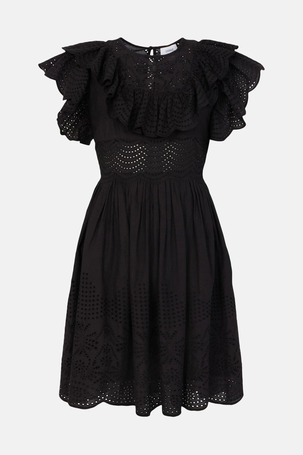 Coast Ruffle Detail Embroidered Mini Dress 6 Coast Ruffle Detail Embroidered Mini Dress - Image 4