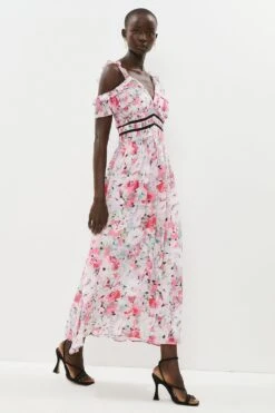 Coast Trim Insert Printed Cami Midi Dress