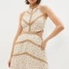 Coast Cotton Broderie Cutout Halter Mini Dress