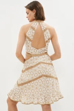 Coast Cotton Broderie Cutout Halter Mini Dress -Simply Feminine Shop bcc00690 stone xl 2