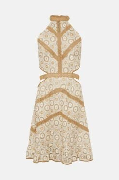 Coast Cotton Broderie Cutout Halter Mini Dress -Simply Feminine Shop bcc00690 stone xl 3