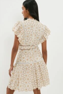 Coast Cotton Broderie Eyelet Detail Mini Dress -Simply Feminine Shop bcc00691 stone xl 2