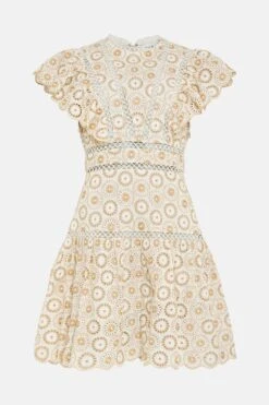 Coast Cotton Broderie Eyelet Detail Mini Dress -Simply Feminine Shop bcc00691 stone xl 3