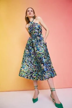 Coast Alexandra Farmer Stripe Organza Halter Dress