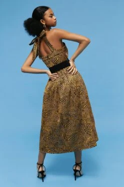 Coast Cross Front Belted Animal Print Jacquard Midi Dress -Simply Feminine Shop bcc00761 neutral xl 2