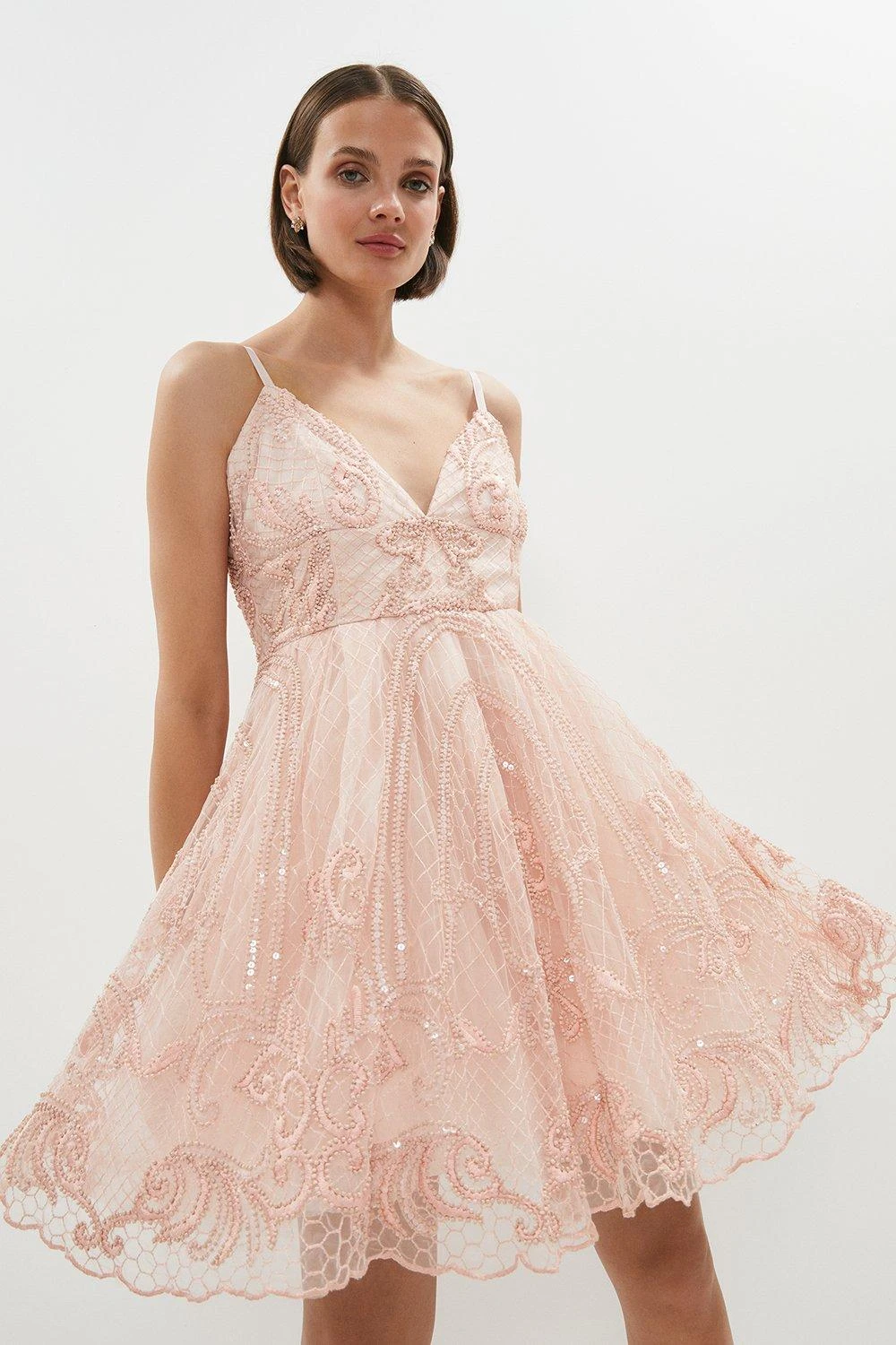 Coast Premium Beaded Fit And Flare Mini Dress 3 Coast Premium Beaded Fit And Flare Mini Dress