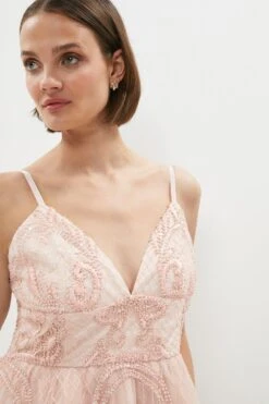 Coast Premium Beaded Fit And Flare Mini Dress 7 Coast Premium Beaded Fit And Flare Mini Dress -Simply Feminine Shop bcc00966 blush xl 1