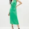 Coast Twist Front Satin Sleeveless Midi Dress 1 Coast Twist Front Satin Sleeveless Midi Dress -Simply Feminine Shop bcc01016 green xl