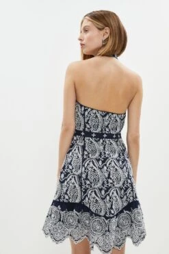 Coast Broderie Halter Mini Dress 8 Coast Broderie Halter Mini Dress -Simply Feminine Shop bcc01021 navy xl 2