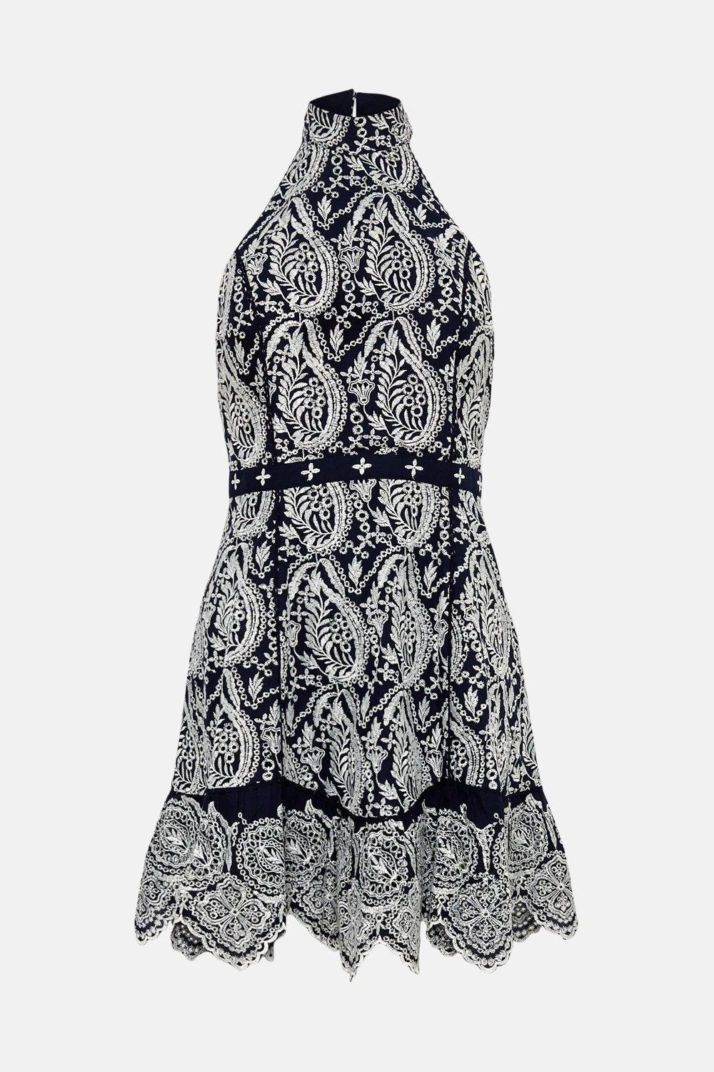 Coast Broderie Halter Mini Dress 6 Coast Broderie Halter Mini Dress - Image 4