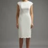 Coast Scallop Hem Pencil Midi Dress -Simply Feminine Shop bcc01024 ivory xl