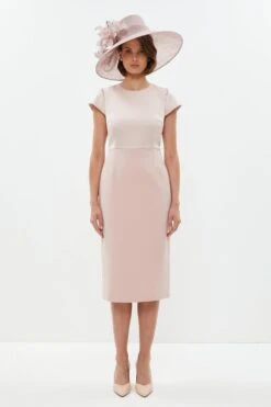 Coast Premium Satin Bodice Cap Sleeve Pencil Dress