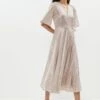 Coast Metallic Angel Sleeve Wrap Midi Dress -Simply Feminine Shop bcc01105 blush xl