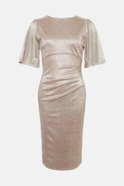 Coast Metallic Angel Sleeve Ruche Waist Dress 9 Coast Metallic Angel Sleeve Ruche Waist Dress -Simply Feminine Shop bcc01107 blush xl 3