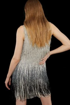 Coast Premium Rainbow Embellished Fringe Mini Dress -Simply Feminine Shop bcc01230 black xl 2