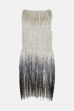 Coast Premium Rainbow Embellished Fringe Mini Dress -Simply Feminine Shop bcc01230 black xl 3
