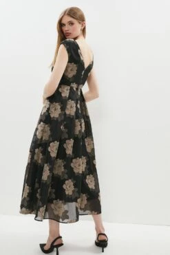 Coast Floral Jacquard Midi Dress 8 Coast Floral Jacquard Midi Dress -Simply Feminine Shop bcc01270 mink xl 2