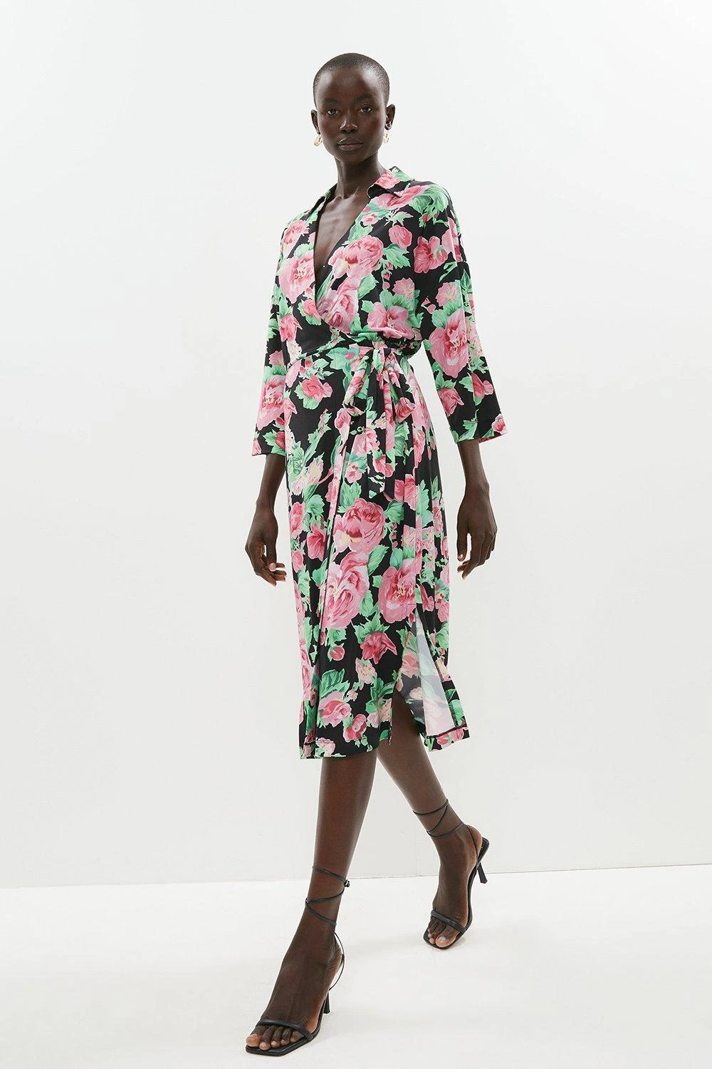 Coast Printed Tie Detail Bodycon Midi Dress 4 Coast Printed Tie Detail Bodycon Midi Dress - Image 2