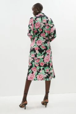 Coast Printed Tie Detail Bodycon Midi Dress 8 Coast Printed Tie Detail Bodycon Midi Dress -Simply Feminine Shop bcc01309 black xl 2