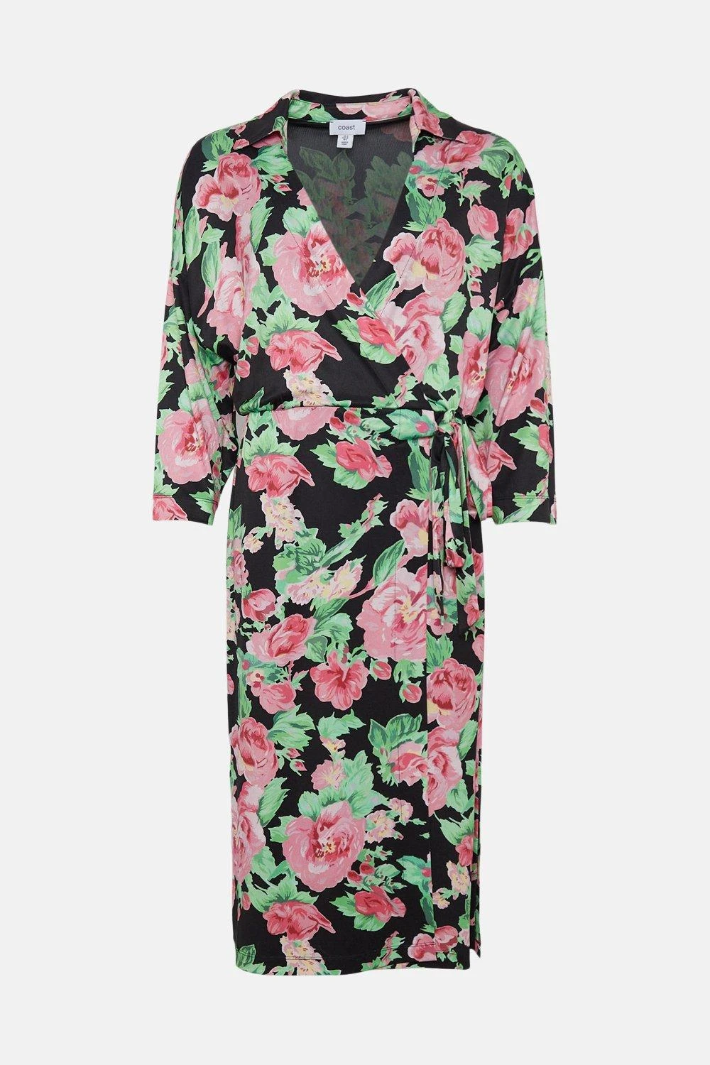 Coast Printed Tie Detail Bodycon Midi Dress 6 Coast Printed Tie Detail Bodycon Midi Dress - Image 4