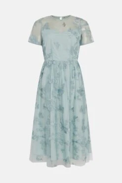 Coast 3d Embroidered Butterfly Mesh Midi Dress -Simply Feminine Shop bcc01346 cornflower20blue xl 3