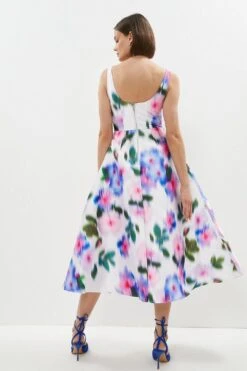 Coast Printed Fitted Bodice Full Midi Dress 8 Coast Printed Fitted Bodice Full Midi Dress -Simply Feminine Shop bcc01368 ivory xl 2