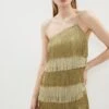 Coast Premium Tiered Fringe One Shoulder Mini Dress -Simply Feminine Shop bcc01389 khaki xl