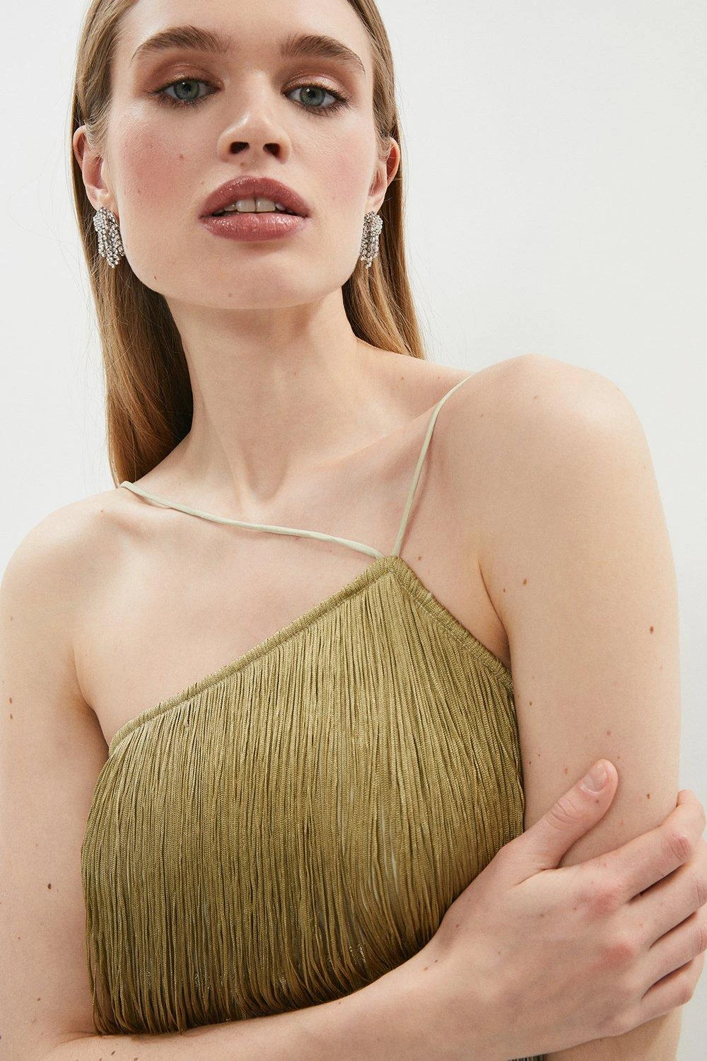 Coast Premium Tiered Fringe One Shoulder Mini Dress 4 Coast Premium Tiered Fringe One Shoulder Mini Dress - Image 2