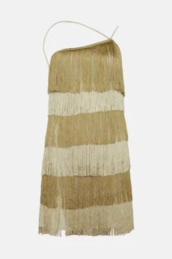 Coast Premium Tiered Fringe One Shoulder Mini Dress 9 Coast Premium Tiered Fringe One Shoulder Mini Dress -Simply Feminine Shop bcc01389 khaki xl 3