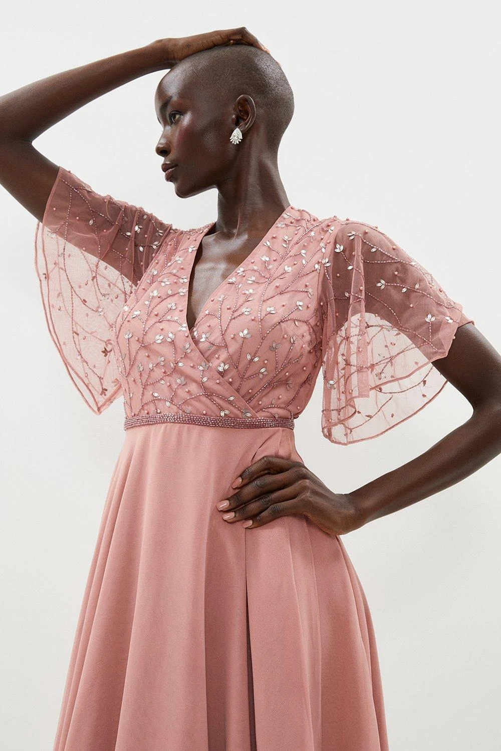 Coast Embellished Wrap Front Flute Sleeve Dress 4 Coast Embellished Wrap Front Flute Sleeve Dress - Image 2