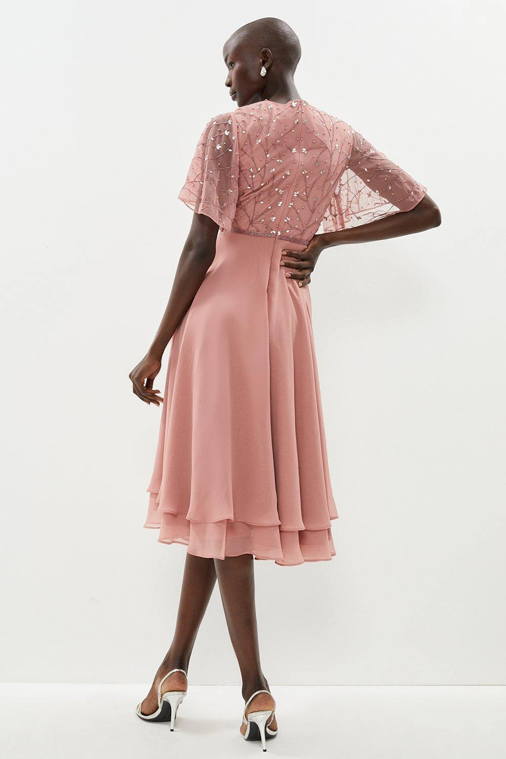 Coast Embellished Wrap Front Flute Sleeve Dress 5 Coast Embellished Wrap Front Flute Sleeve Dress - Image 3