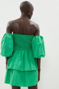 Coast Ruched Bodice Tiered Mini Dress With Detachable Sleeve -Simply Feminine Shop bcc01443 bright20green xl 2