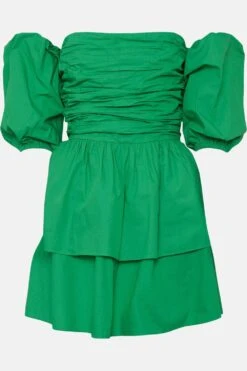 Coast Ruched Bodice Tiered Mini Dress With Detachable Sleeve -Simply Feminine Shop bcc01443 bright20green xl 3