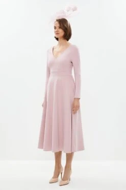 Coast V Neck Full Skirt Midi Dress 11 Coast V Neck Full Skirt Midi Dress -Simply Feminine Shop bcc01474 blush xl 4