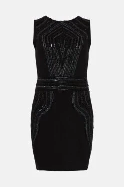 Coast Sculpting Beadwork Ponte Mini Dress -Simply Feminine Shop bcc01556 black xl 3
