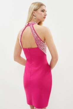 Coast Open Back Halter Neck Bandage Dress -Simply Feminine Shop bcc01574 magenta xl 2