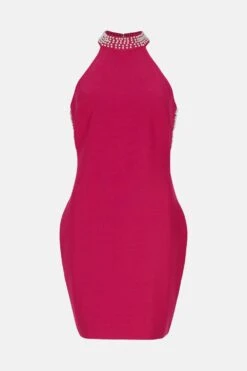 Coast Open Back Halter Neck Bandage Dress -Simply Feminine Shop bcc01574 magenta xl 3