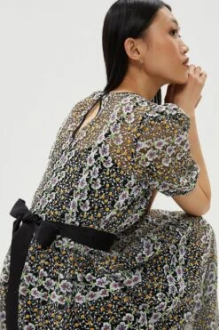 Coast Multicolour Floral Puff Sleeve Midi Dress -Simply Feminine Shop bcc01623 multi xl 1