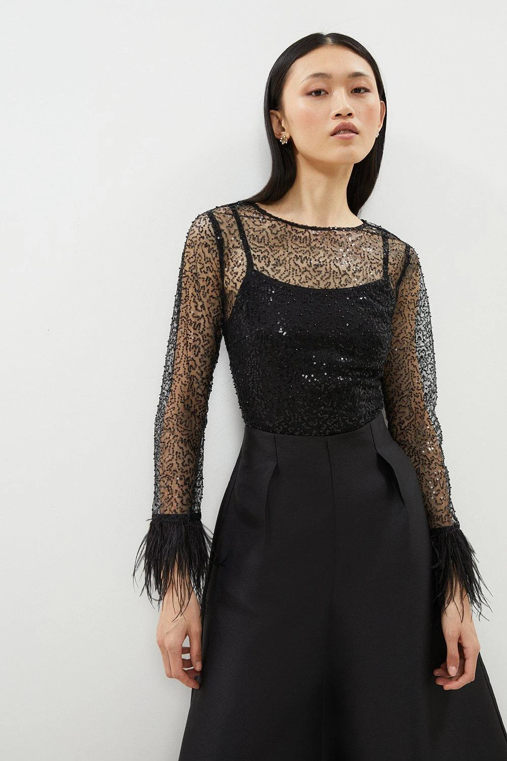 Coast Feather Cuff Sequin Top 3 Coast Feather Cuff Sequin Top