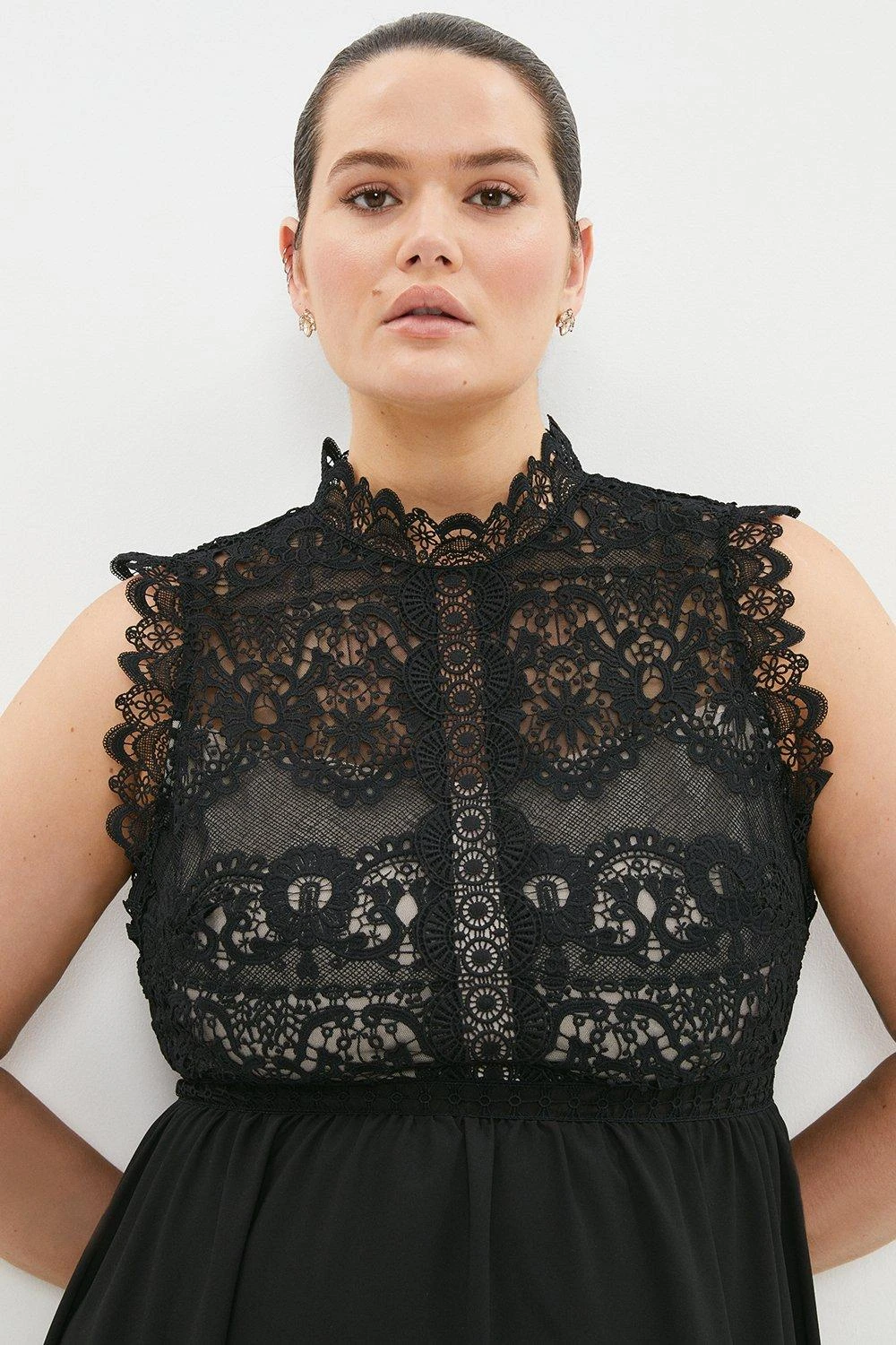 Coast Plus Size Lace Bodice Double Georgette Midi Dress 3 Coast Plus Size Lace Bodice Double Georgette Midi Dress