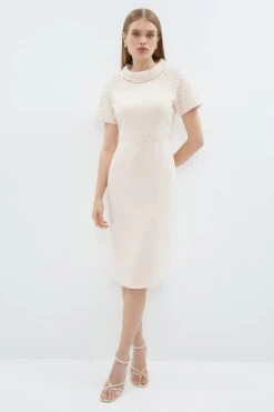 Coast Premium Embellished Roll Collar Pencil Dress